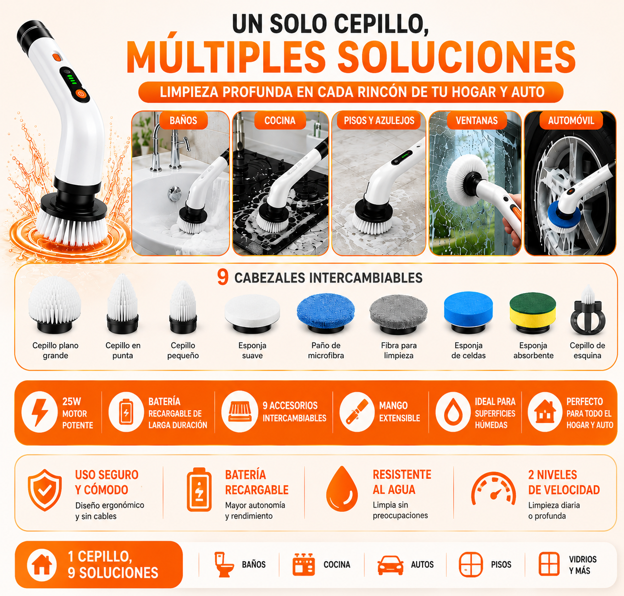 COMBO Cepillo 9 EN 1 - 🚚 ¡ENVÍO GRATIS A todo el país!