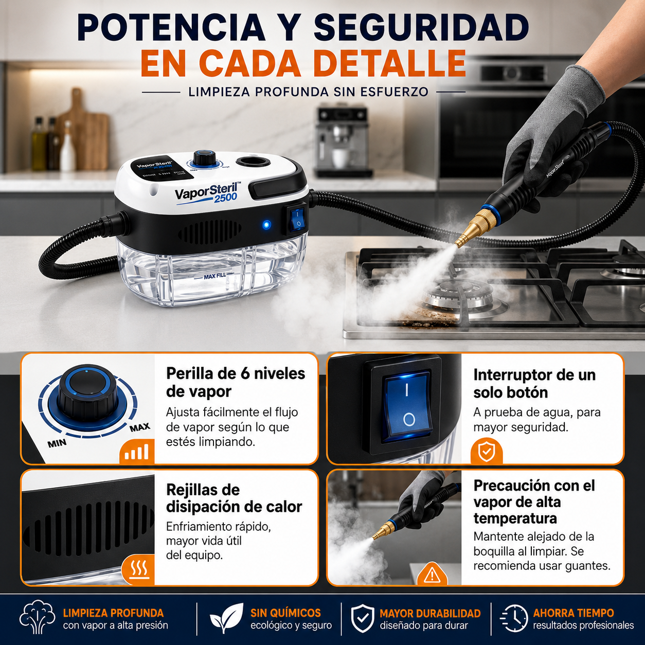 Limpiador Vapor Eléctrico PRESURIZADO - 🚨 ¡PROMOCIÓN ESPECIAL! 50% OFF SOLO HOY