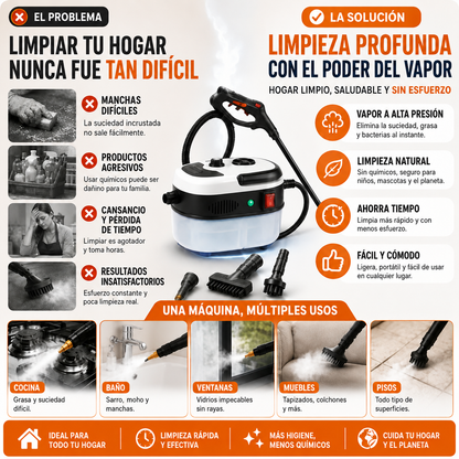Limpiador Vapor Eléctrico PRESURIZADO - 🚨 ¡PROMOCIÓN ESPECIAL! 50% OFF SOLO HOY